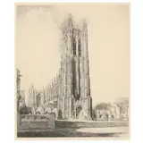 Duke University Chapel, Durham, North Carolina by Louis Orr, Etching, sold Oct 2023