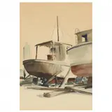 Fishing Boats at the Shipyard by Edwin Voorhees, Watercolor on paper, sold Oct 2023