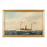 Portrait of a Yacht The Joshua Lovett by William Pierce Stubbs, Oil on canvas, sold Oct 2023