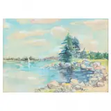 Nova Scotia Landscape by Bertha Schoenbach, Watercolor on paper, sold Oct 2023
