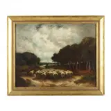 Flock of Sheep by Richard Norris Brooke, Oil on canvas, sold Oct 2023