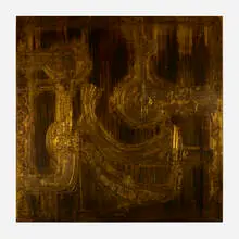 Decorative panel by Bernhard Rohne, 1988, acid-etched brass, sold Aug 2022