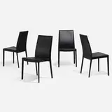 Aida dining chairs, set of four by Studio 28, c. 2000, leather over steel, sold Aug 2022