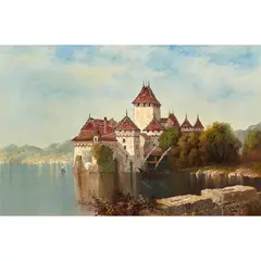 Chillon Castle by Edwin Deakin, oil on canvas, sold Jun 2024
