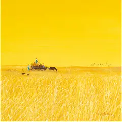 Gathering Hay by Duane Armstrong, 1971, oil on canvas, sold Jun 2024