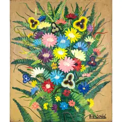 Untitled by Bibi Zogbé, oil on masonite, sold Jun 2024