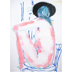 Birgit Ruckenakt by Luciano Castelli, 1987, pastel on paper, sold Jun 2024