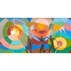 Untitled by Aaron Douglas, circa 1955, oil on canvas, sold Jun 2024