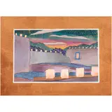 Untitled by Fran Larsen, watercolor in hand-carved polychrome frame, sold Jun 2024