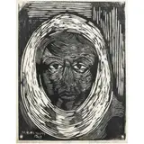 Woman with Cowl by Margaret Taylor-Burroughs, 1967, linocut, sold Jun 2024