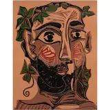 Homme Barbu Couronne de Feuillage by Pablo Picasso, 1963, linocut, sold Jun 2024