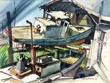 Untitled by Harry Bonath, Watercolor on Paper 20"x26" Sheet. Loose, sold Jan 2026