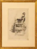 La Femme au Chien" [Woman with Dog] by Norbert Goueneutte, Etching, sold Sep 2025