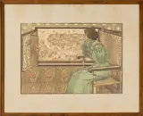 Femme assise revant" [Woman Sitting and Dreaming] by Gustave Max Stevens, Lithograph in Colors, sold Sep 2025
