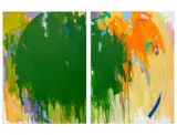 Abstract Circular Composition Diptych by Robert O'Meara, Oil on Canvas, sold Sep 2025