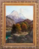 Alpine Landscape Scene by Georg Köbel, Oil on Canvas, sold Sep 2025