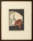 Dachshund by Kiyoshi Saitō, Woodblock Print in Colors, sold Sep 2025