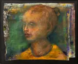 Head of a Young Girl by Lesley Kushner, Mixed Media Mounted on Panel, sold Sep 2025