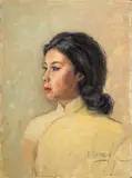 Portrait of a Young Woman by A. Peterson, Oil on Canvas Board, sold Sep 2025