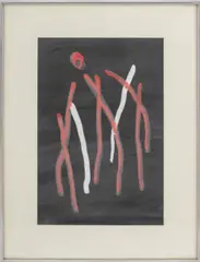 Abstract Composition in Red and Black by Takeo Yamaguchi, Mixed Media on Paper, sold Sep 2025