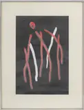 Abstract Composition in Red and Black by Takeo Yamaguchi, Mixed Media on Paper, sold Sep 2025