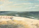 Beach Landscape Scene by Joseph A. Hren, 1940, Oil on Canvas, sold Sep 2025