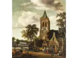 Kirmes auf dem Kirchplatz by Salomon Rombouts, oil on panel, sold Mar 2025