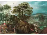 Der Überfall by Lucas van Valckenborch, oil on panel, sold Mar 2026