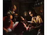 Interieur mit Familie bei Kerzenschein by Girolamo da Ponte, oil on canvas, offered Jun 2025