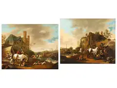 Landschaften mit Soldatentrupp und Marketenderin by Philips Wouwerman, oil, offered Mar 2026