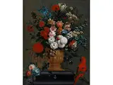 Blumenstillleben mit Rotem Papagei by Peter Casteels d. J., oil on canvas, offered Mar 2017
