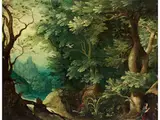 Waldlandschaft mit Betender Heiliger by Paul Bril, oil on copper, offered Mar 2025