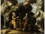 Der Heilige Paulus zu Besuch Beim Heiligen Antonius by Frans Anton Maulbertsch, oil on panel, sold Dec 2025