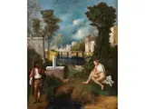 La Tempesta (das Gewitter) by Giorgio Barbarelli Giorgione, oil on canvas, sold Dec 2023