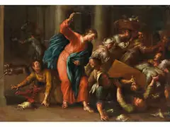 Jesus Vertreibt die Händler aus dem Tempel by Januarius Zick, oil on canvas, sold Mar 2026