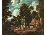 Tanzende Bauern Beim Dorffest by Pieter van Bredael, oil on canvas, sold Mar 2024