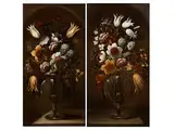 Paar Blumenstillleben in Nische by Ambrosius Brueghel, oil on canvas, sold Mar 2017