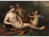 Liegende Venus am Flussufer mit Zwei Putti by Hendrik van Limborch, oil on panel, sold Dec 2024