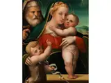 Die Heilige Familie mit dem Johannesknaben by Scipione Ramenghi, oil on panel, offered Sep 2021