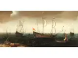 Holländische Schiffe in der Nähe Eines Strandes by Cornelis Verbeeck, oil on panel, offered Mar 2025