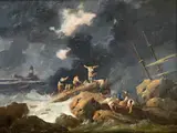 Die Schiffbrüchigen by Jean-Baptiste Pillement, oil on canvas, offered Sep 2021