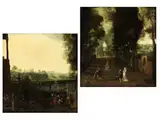 Schlosstreppe vor Gartenanlagen mit Hofgesellschaft by Izaak van Oosten, oil on canvas, offered Dec 2020