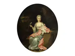 Bildnis Einer Jungen Adeligen Dame mit Papagei im Park by Constantijn Netscher, oil on canvas, offered Dec 2024