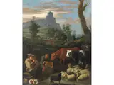 Pastorale Landschaft mit Schafen und Rindern by David Teniers d.J., oil on canvas, offered Jun 2026