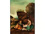 Ruhe auf der Flucht Nach Ägypten by Girolamo da Treviso il Giovane, oil on panel, sold Jul 2018