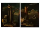 Ruinencapricci mit Staffagefiguren by Leonardo Coccorante, oil, offered Sep 2015