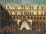 Die Krönung des Dogen von Venedig auf der Scala dei Giganti by Gabriele Bella, oil on canvas, sold Jun 2026
