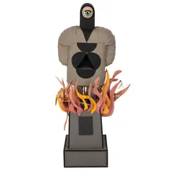 Untitled (Cyclops in Flames) by Irving Harper, mixed media with cardboard sculpture, sold Jun 2024