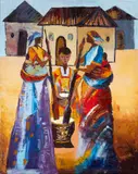 My Husband is Hungry by Bayo Ogundele, 2002, oil on canvas, sold Jun 2024