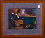 Jazz Musician by Michael Escoffery, oil on paper, sold Jun 2024